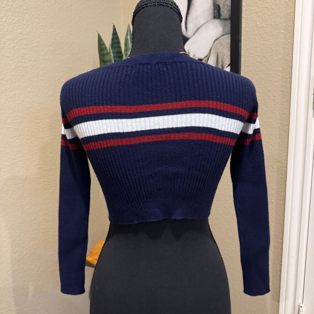Striped Ribbed Knit Cropped Sweater - Picture 2 of 3